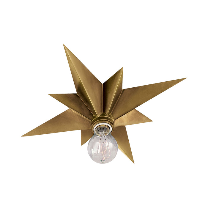 Star Flush Mount Ceiling Light in Hand-Rubbed Antique Brass.