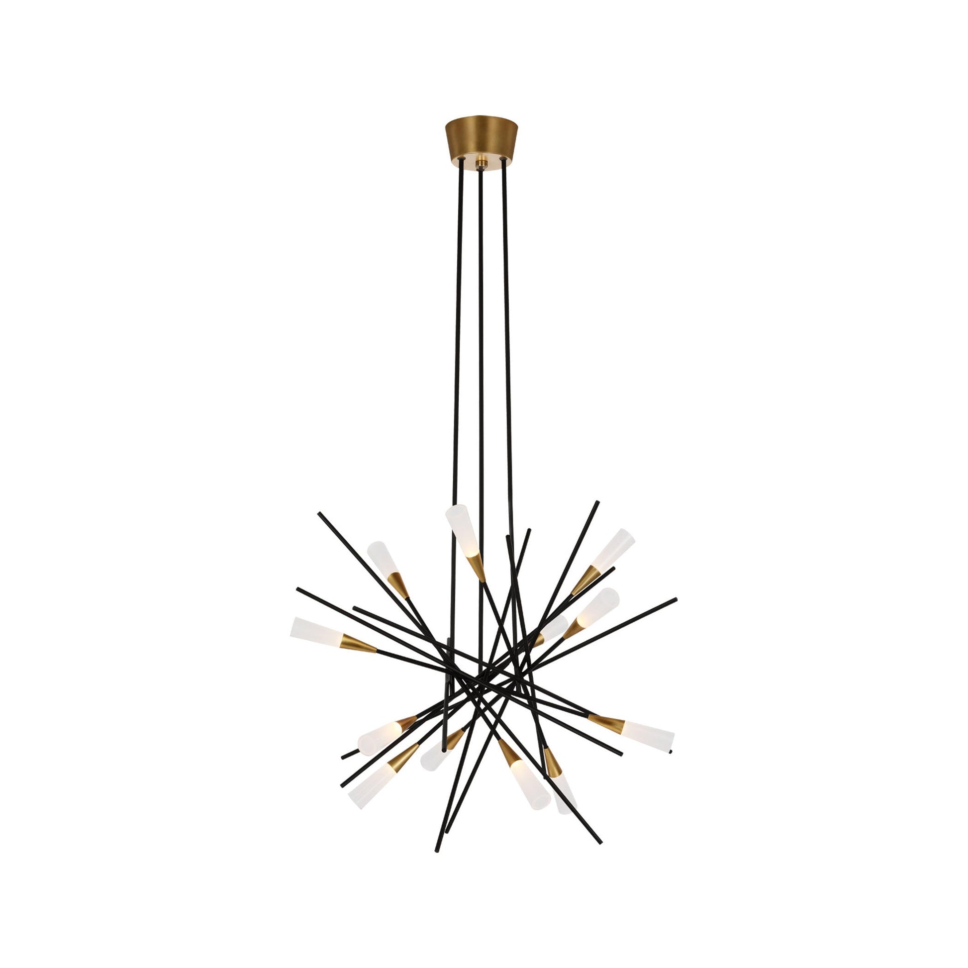 Stellar LED Chandelier in Matte Black/Antique Brass (Medium).