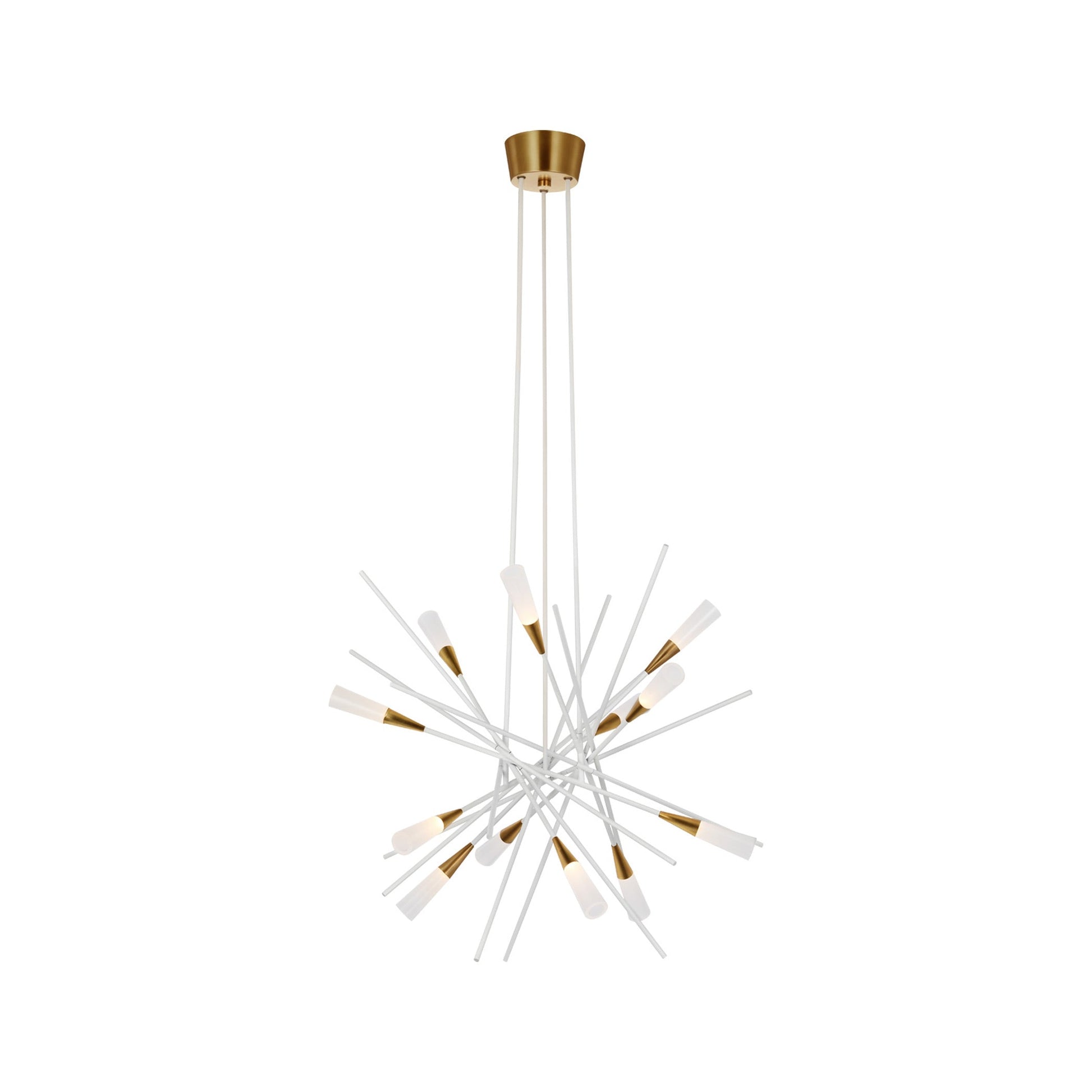 Stellar LED Chandelier in Matte White/Antique Brass (Medium).
