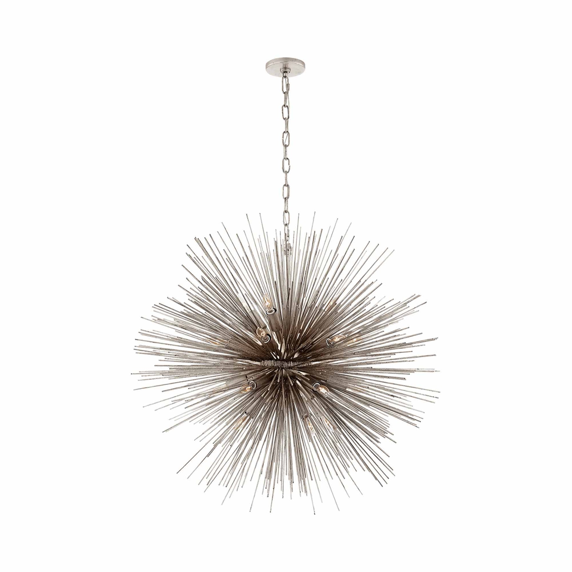 Strada Chandelier in Round/Burnished Silver Leaf (Large).