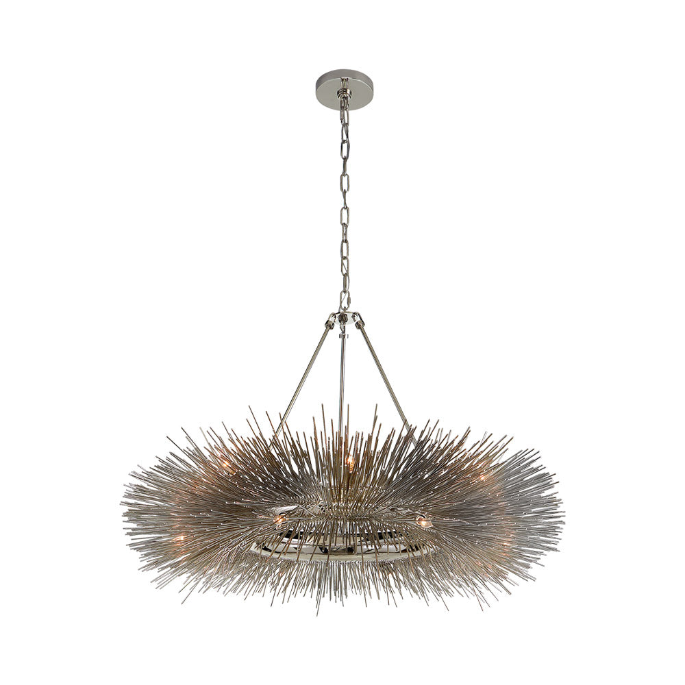 Strada Ring Chandelier in Polished Nickel.