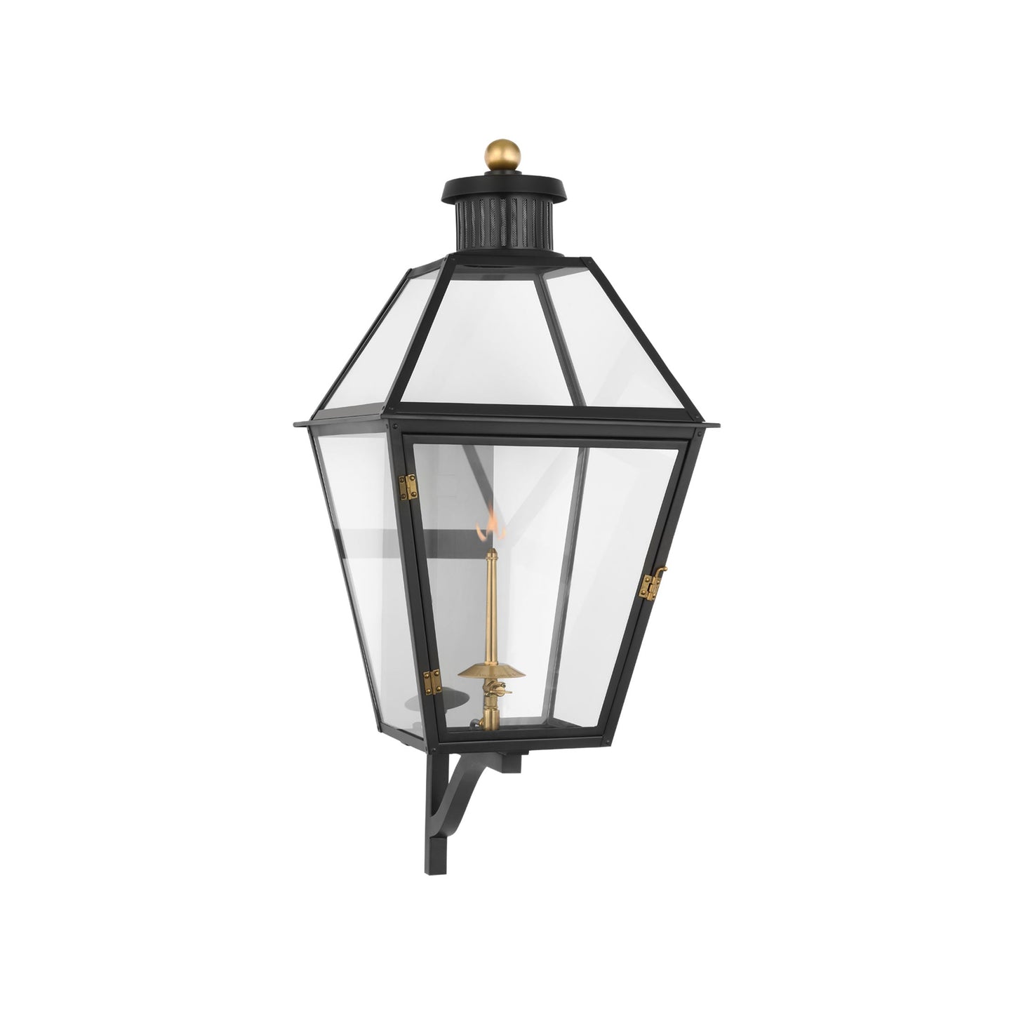 Stratford Outdoor Gas Wall Light in Matte Black (Medium).