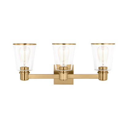 Alessa Vanity Wall Light in Burnished Brass (3-Light).