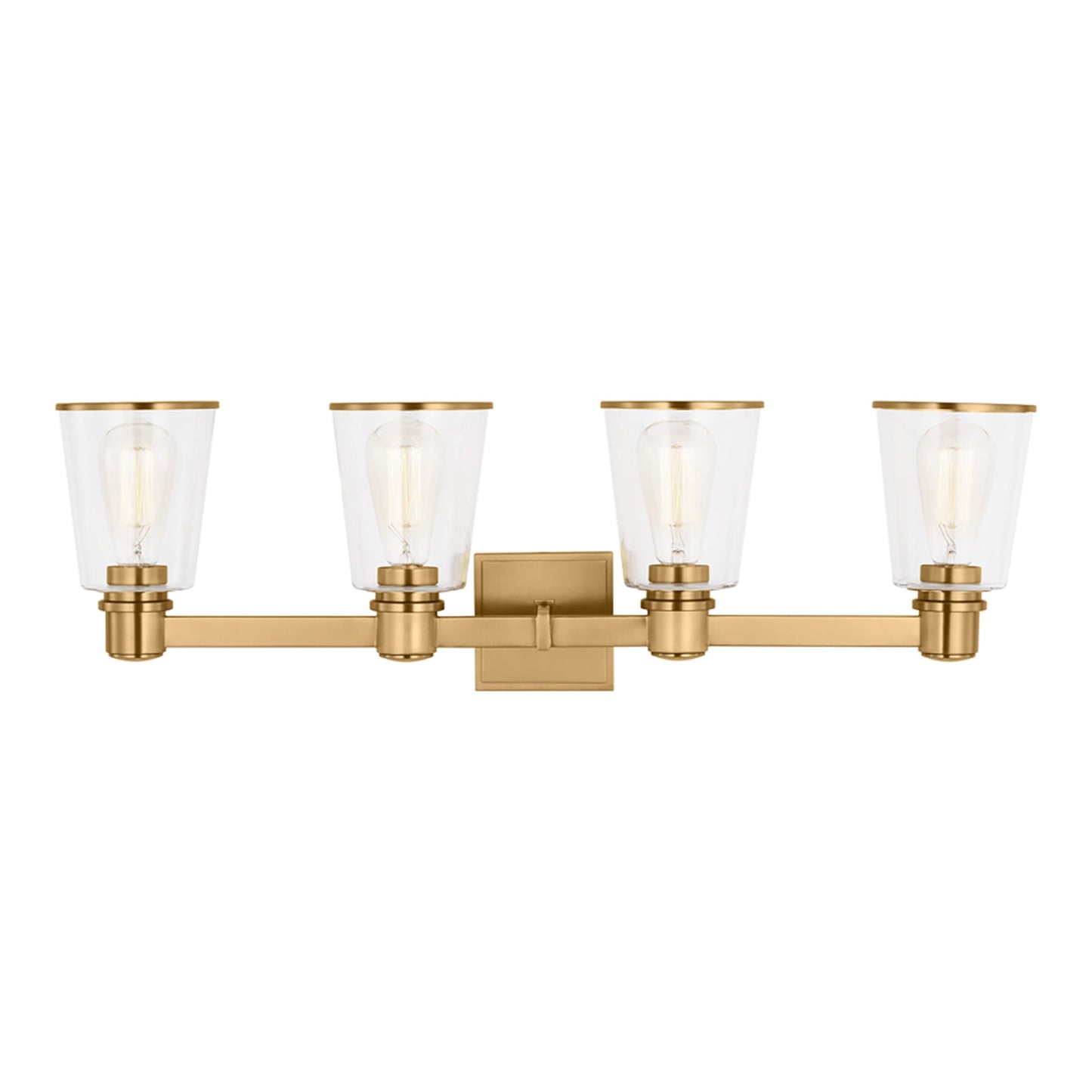 Alessa Vanity Wall Light in Burnished Brass (4-Light).