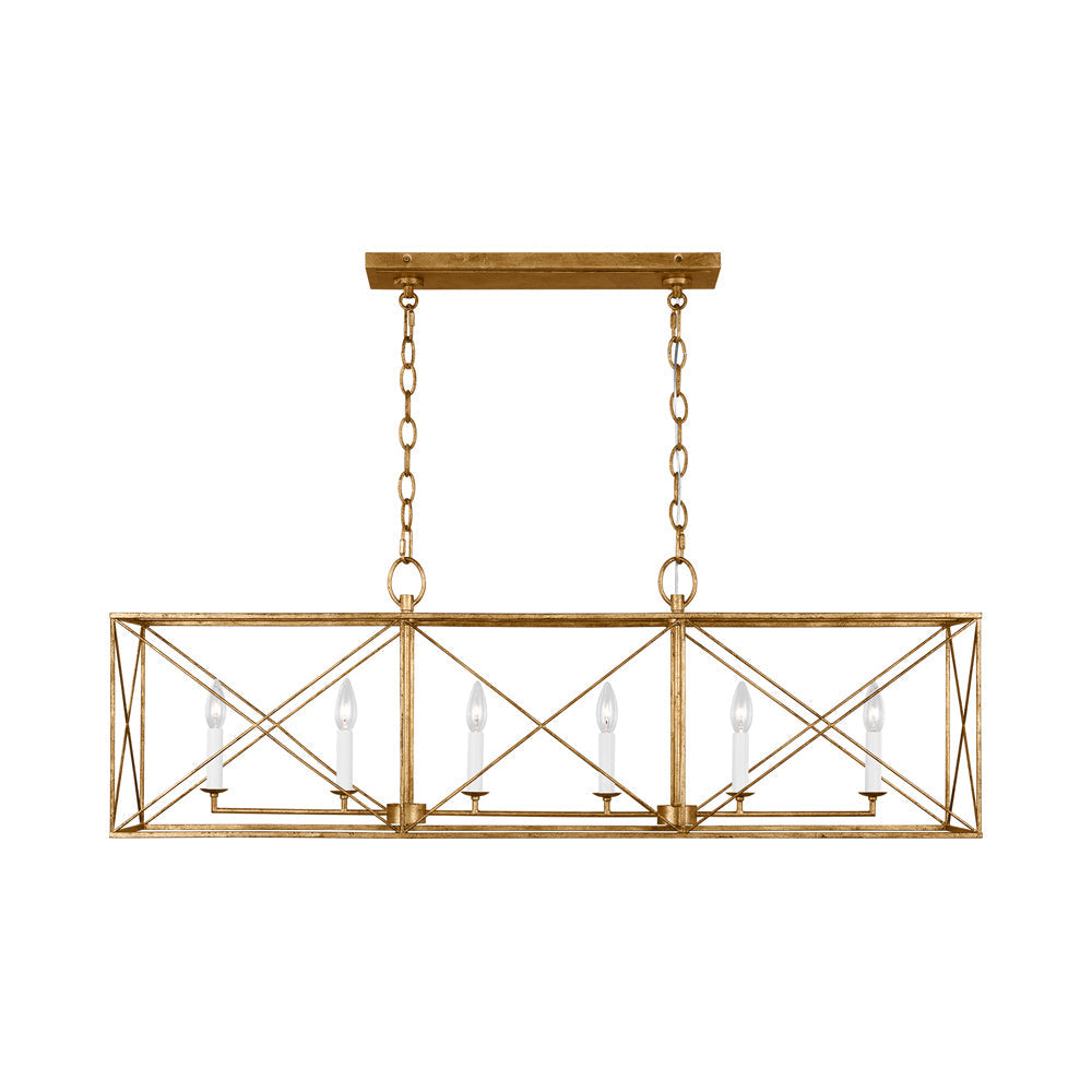 Beatrix Linear Pendant Light in Antique Gild.