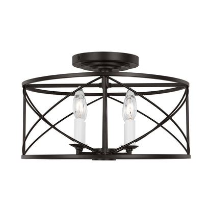 Beatrix Semi Flush Mount Ceiling Light in Aged Iron.