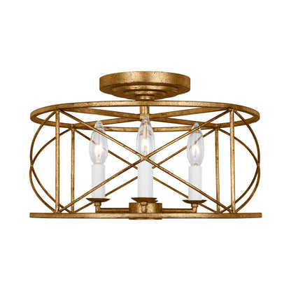 Beatrix Semi Flush Mount Ceiling Light in Antique Gild.