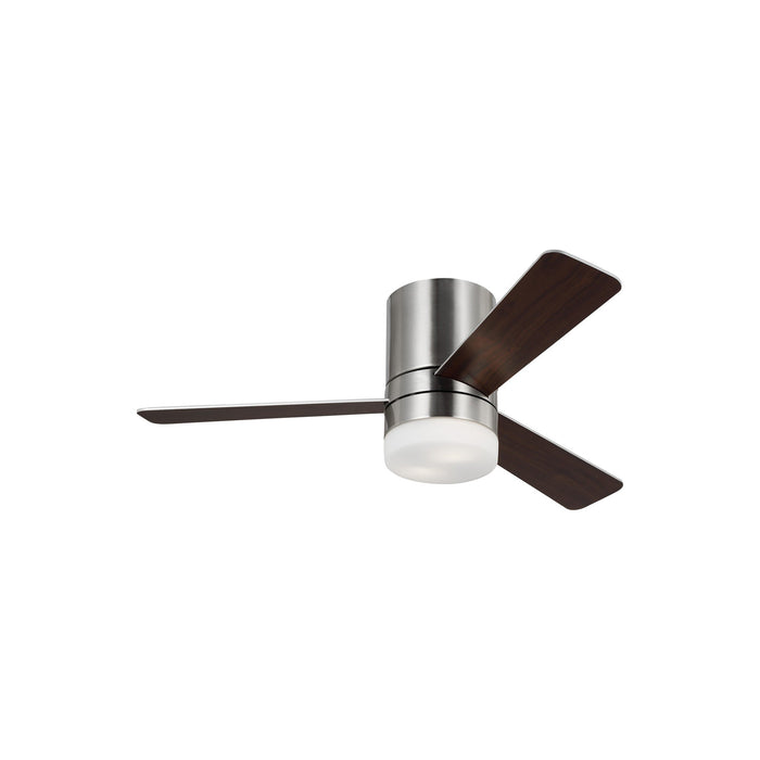Era Indoor/Outdoor Hugger LED Flush Mount Ceiling Fan in Brushed Steel (44-Inch).