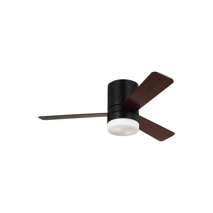 Era Indoor/Outdoor Hugger LED Flush Mount Ceiling Fan in Midnight Black (44-Inch).