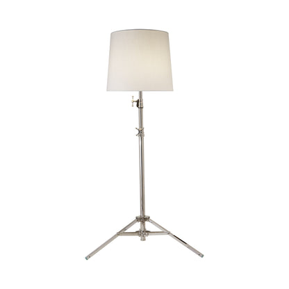 Studio Floor Lamp in Polished Nickel/Linen.