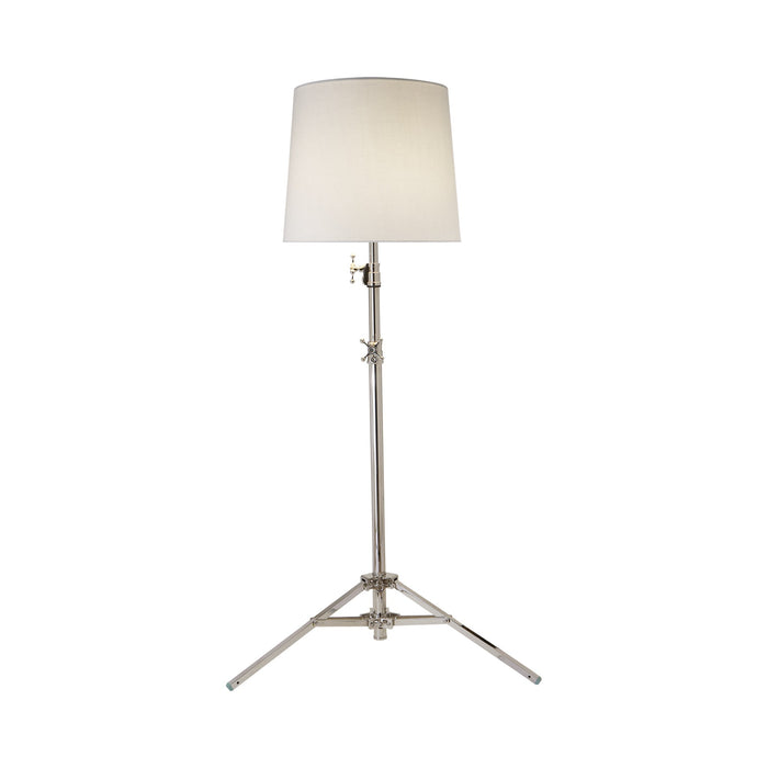 Studio Floor Lamp in Polished Nickel/Linen.