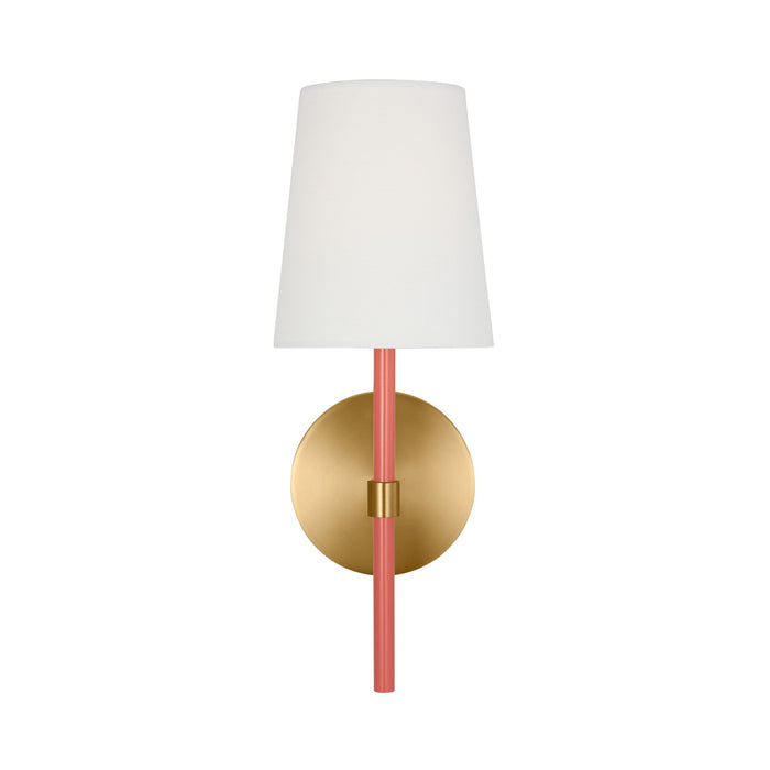 Monroe Bath Wall Light in Burnished Brass/Coral