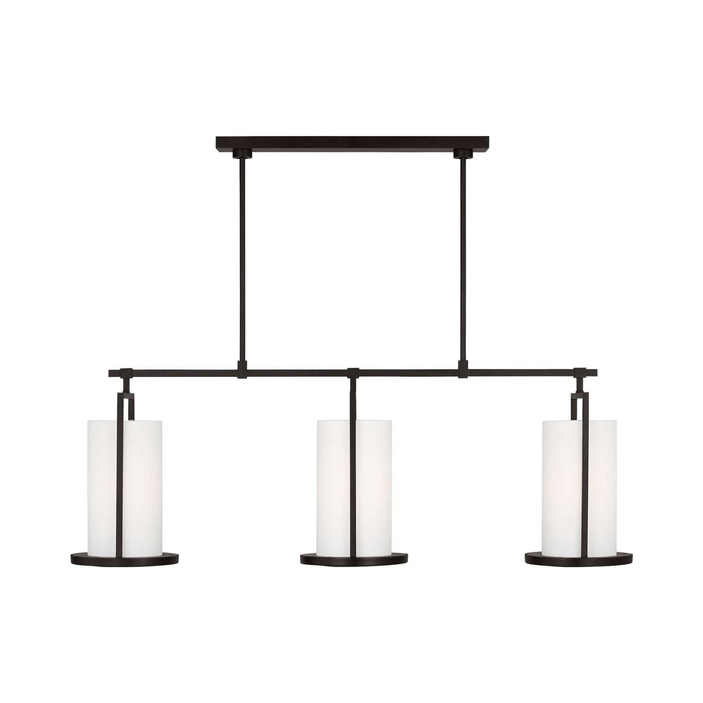 Sherwood Linear Pendant Light in Aged Iron.