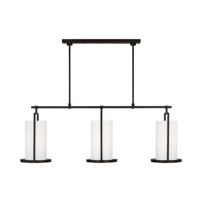 Sherwood Linear Pendant Light in Aged Iron.