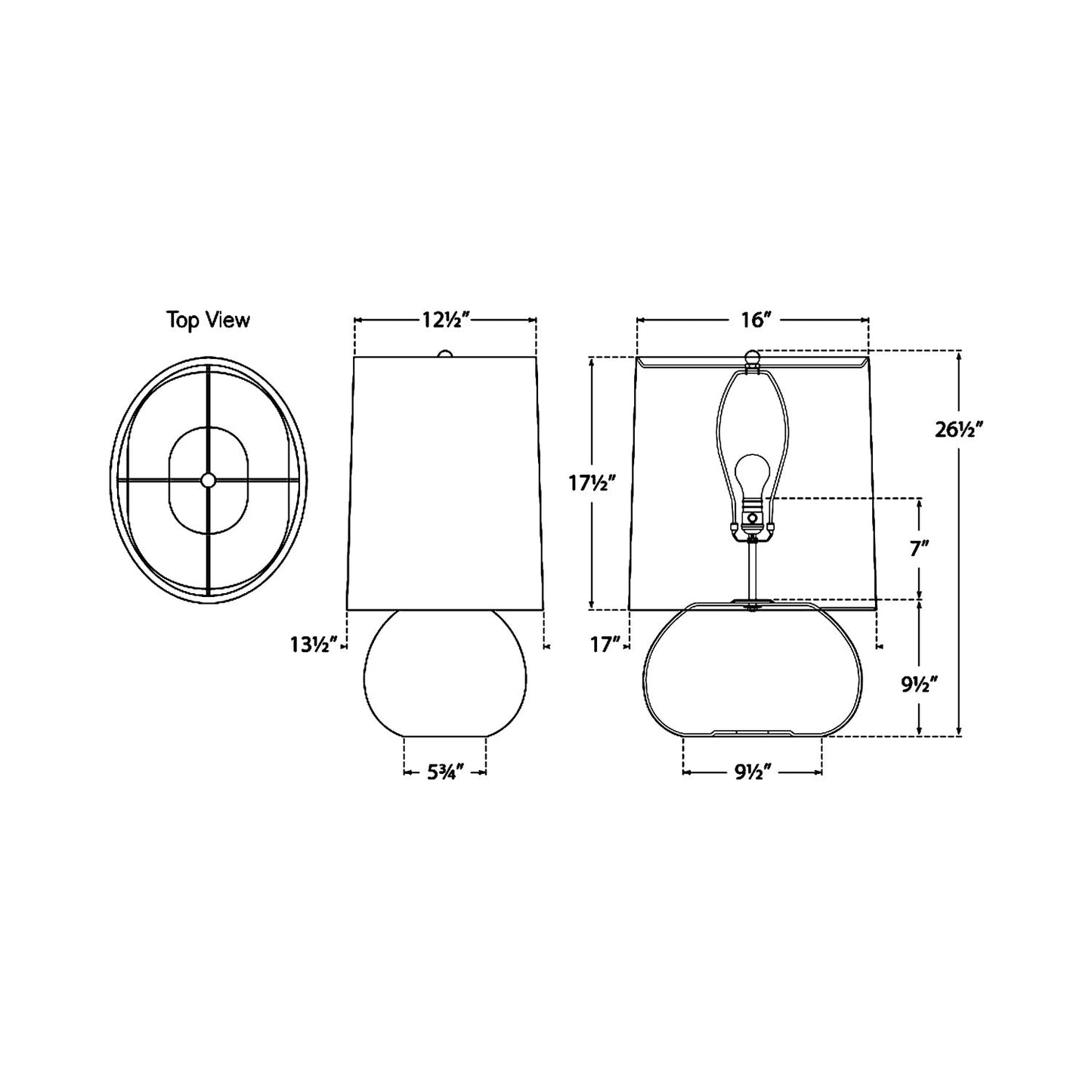 Sumava Table Lamp - line drawing.
