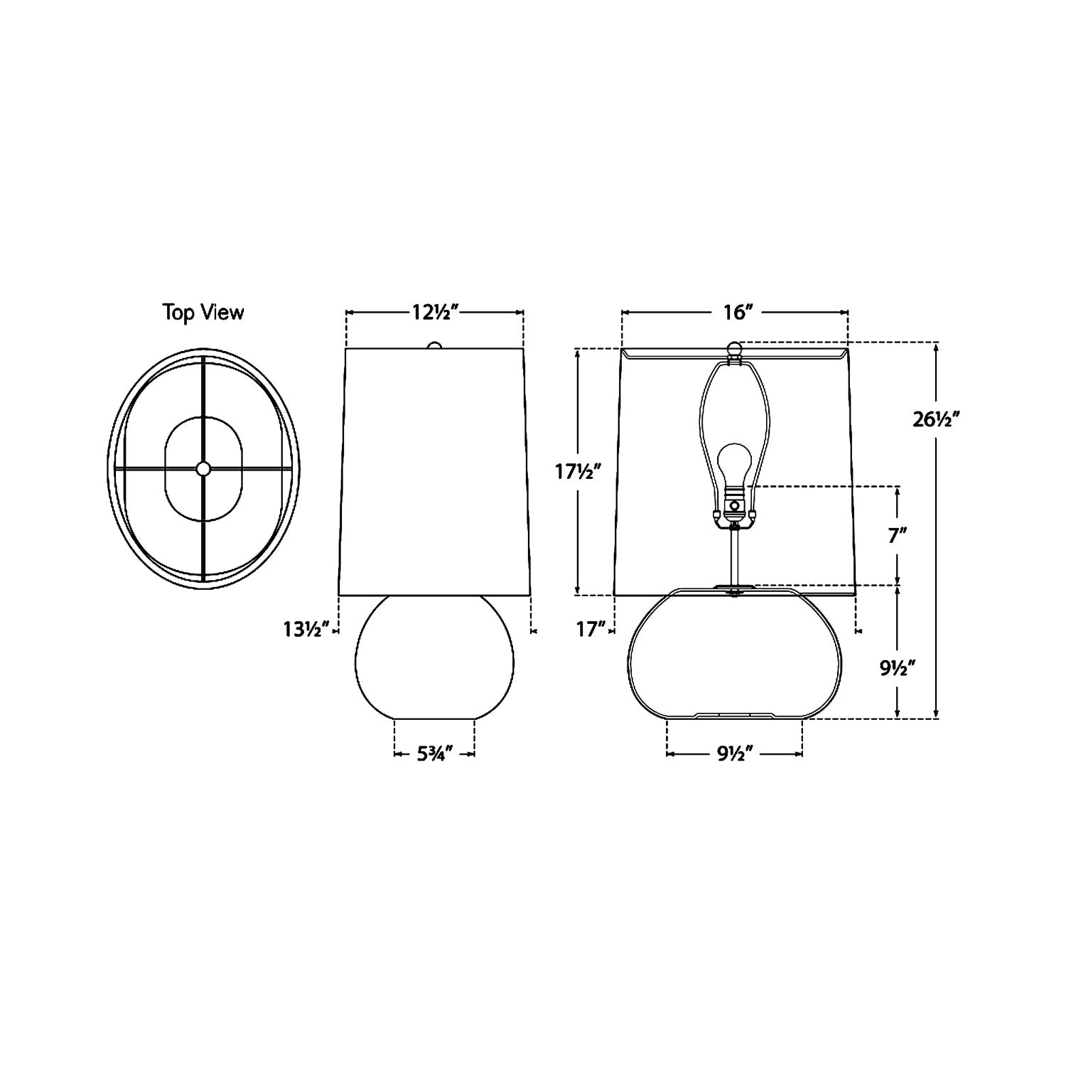 Sumava Table Lamp - line drawing.