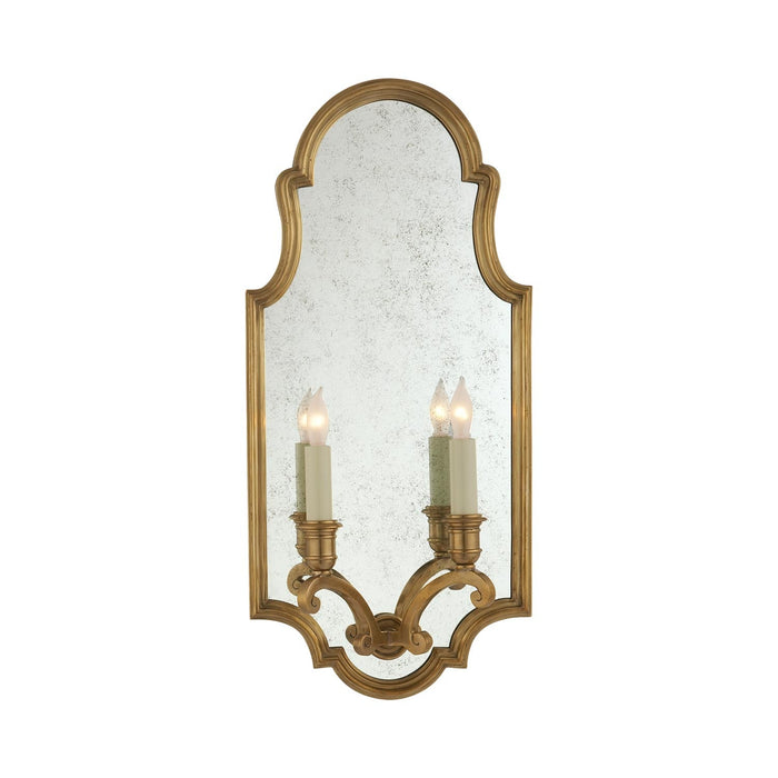 Sussex Framed Double Wall Light in Antique-Burnished Brass.