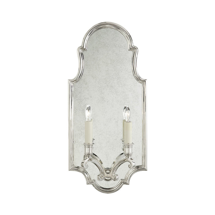 Sussex Framed Double Wall Light in Polished Nickel.
