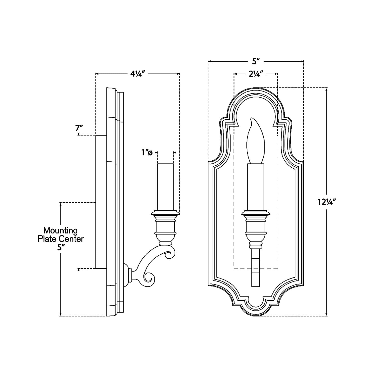 Sussex Framed Wall Light - line drawing.