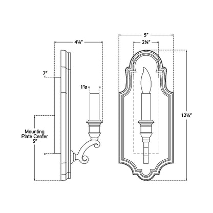 Sussex Framed Wall Light - line drawing.