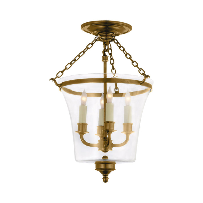 Sussex Semi Flush Mount Ceiling Light in Antique-Burnished Brass.