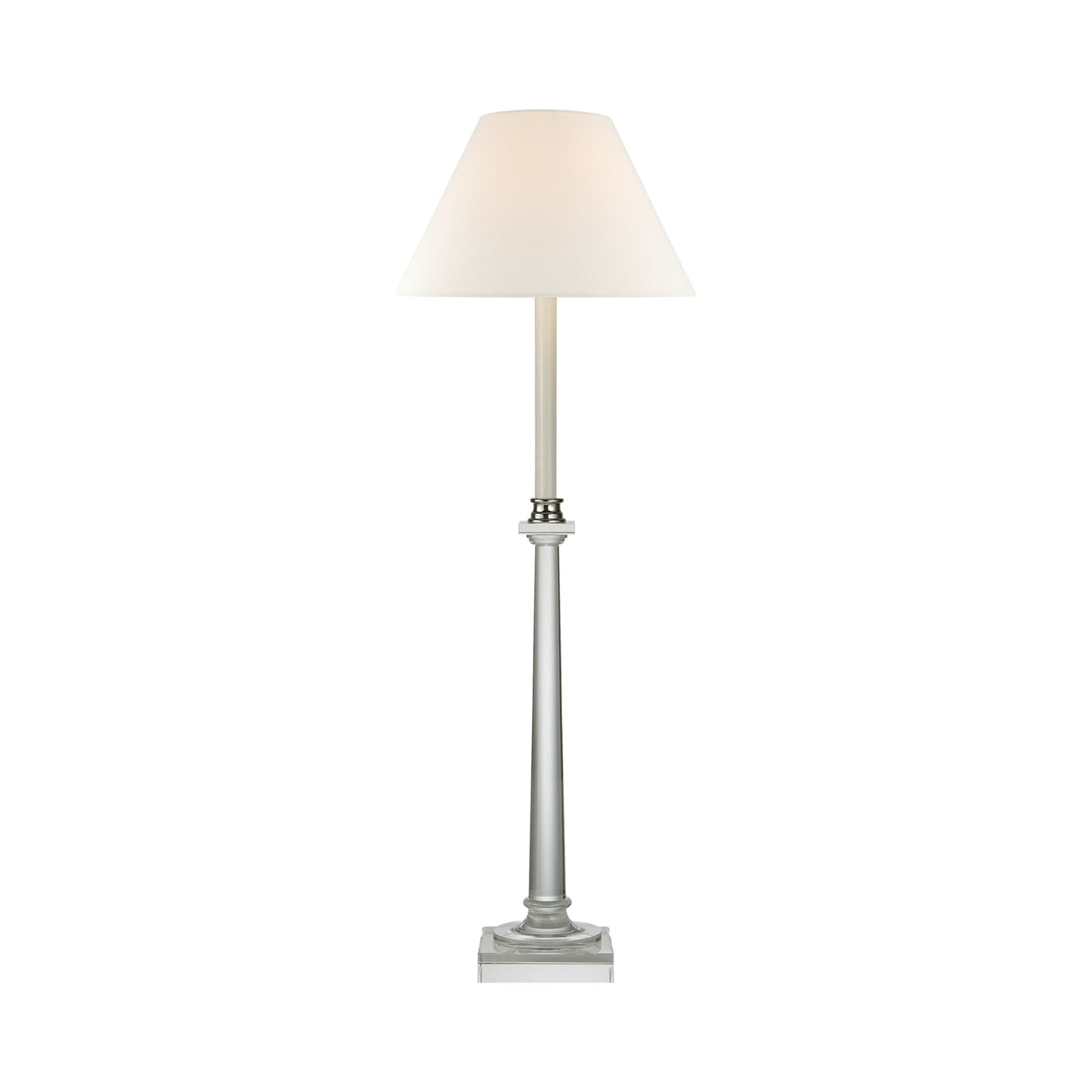 Swedish Column Buffet Table Lamp in Crystal/Linen.