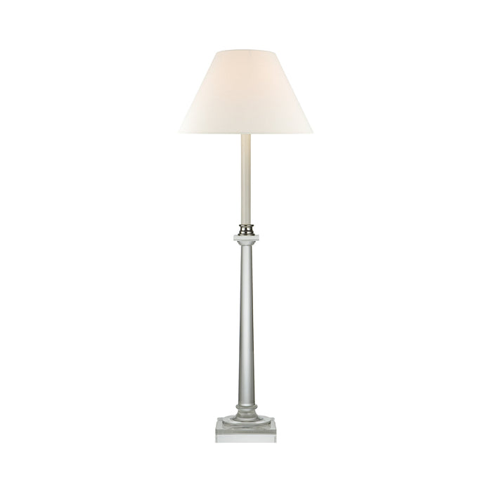 Swedish Column Buffet Table Lamp in Crystal/Linen.