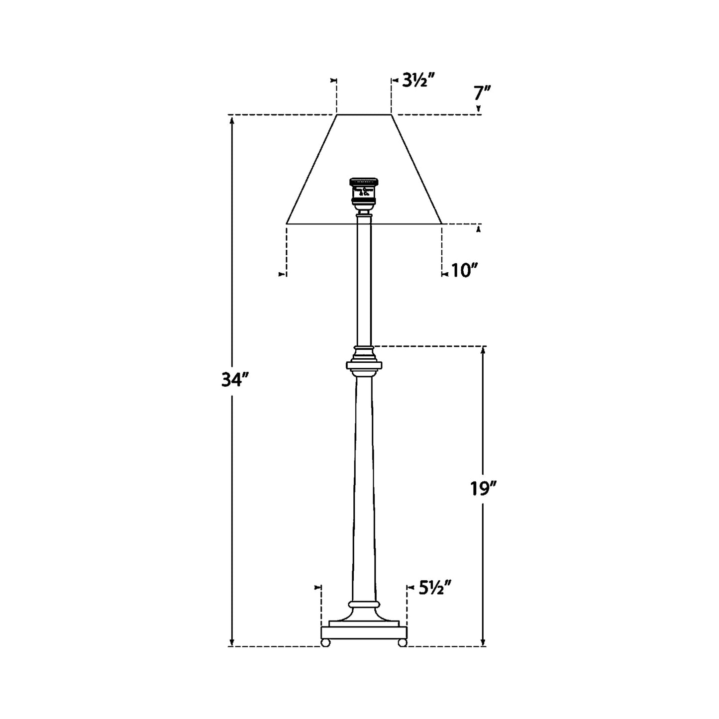 Swedish Column Buffet Table Lamp - line drawing.