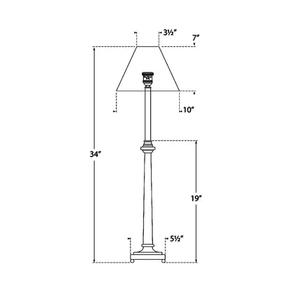 Swedish Column Buffet Table Lamp - line drawing.