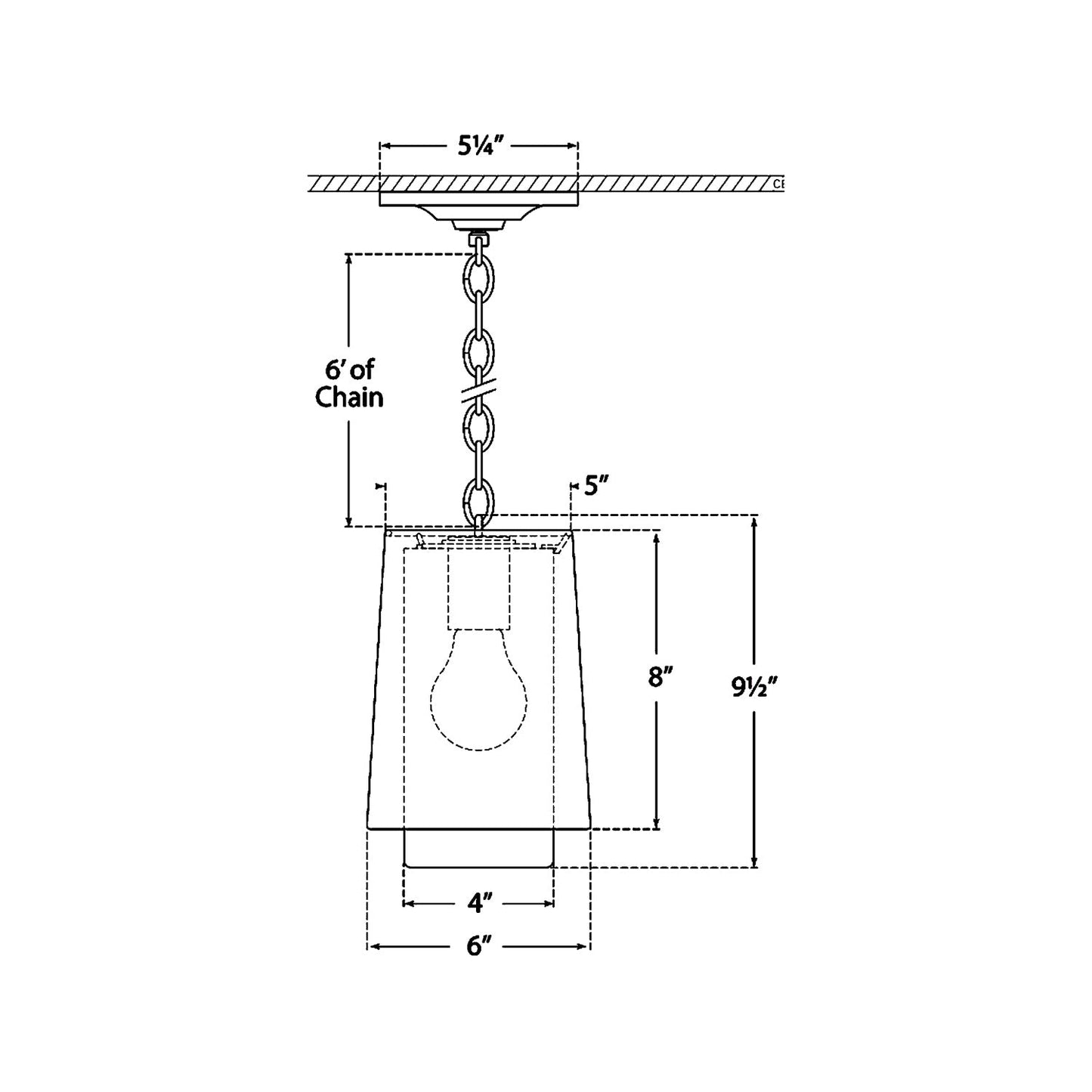 Sydney LED Pendant Light - line drawing.