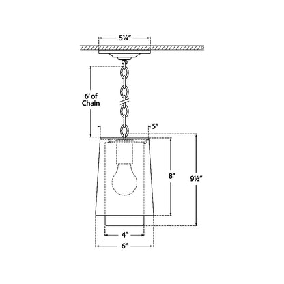 Sydney LED Pendant Light - line drawing.