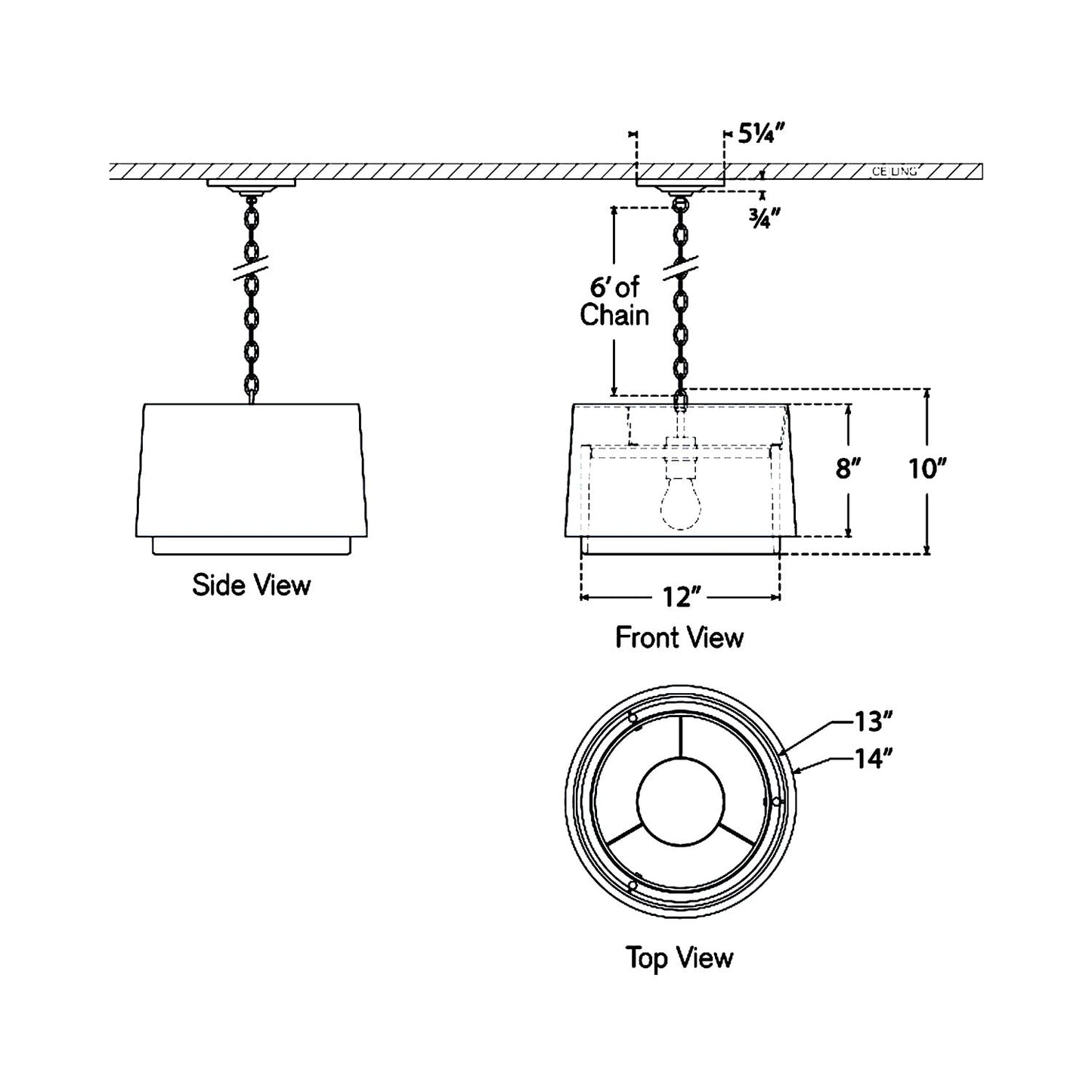 Sydney LED Pendant Light - line drawing.