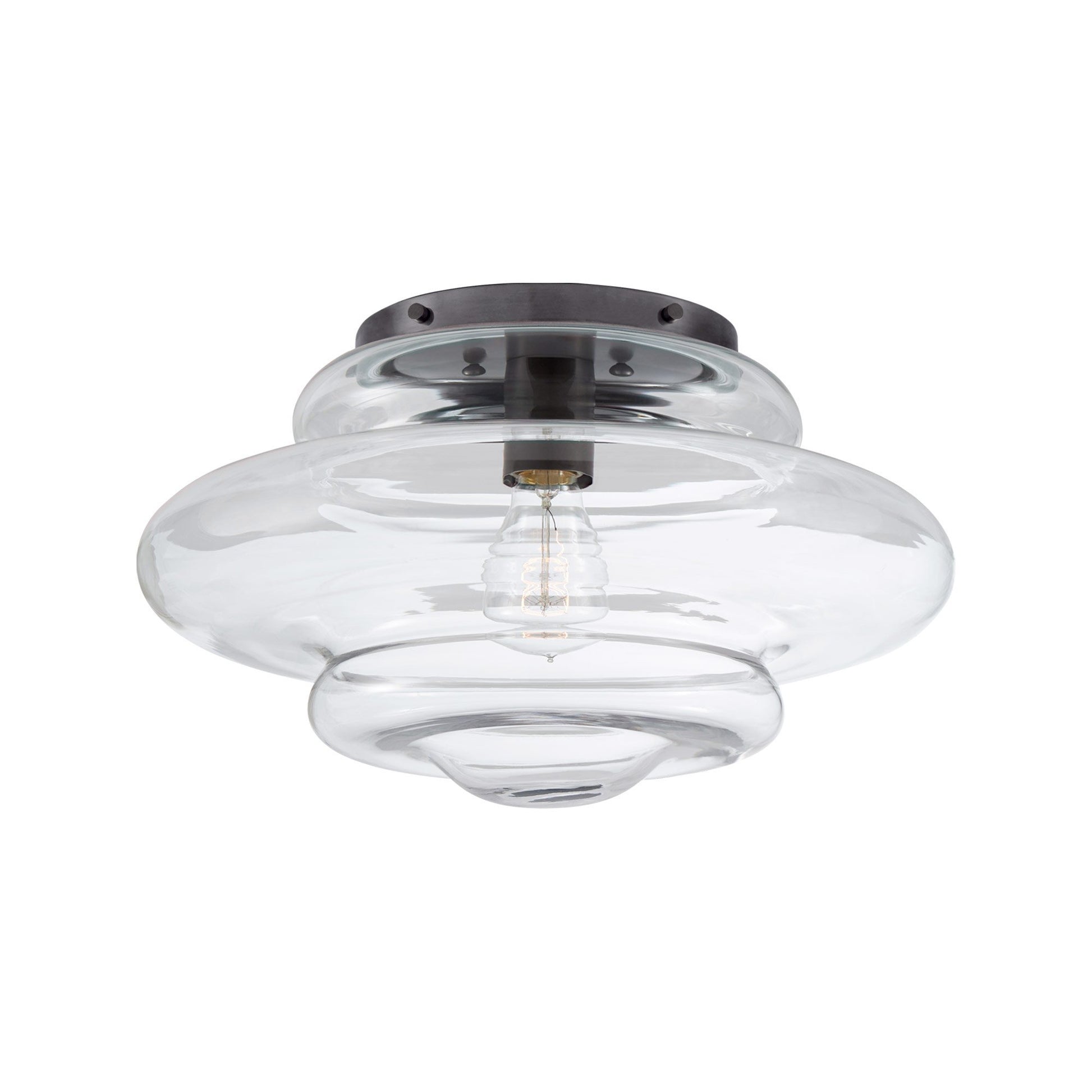 Tableau Flush Mount Ceiling Light in Bronze/Clear Glass.