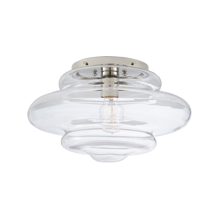 Tableau Flush Mount Ceiling Light in Polished Nickel/Clear Glass.