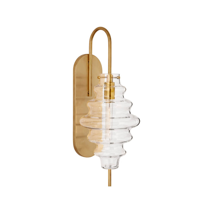 Tableau Wall Light in Antique-Burnished Brass/Clear Glass.
