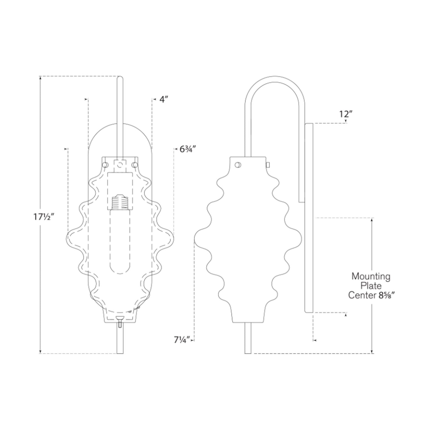 Tableau Wall Light - line drawing.