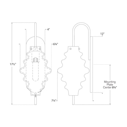 Tableau Wall Light - line drawing.