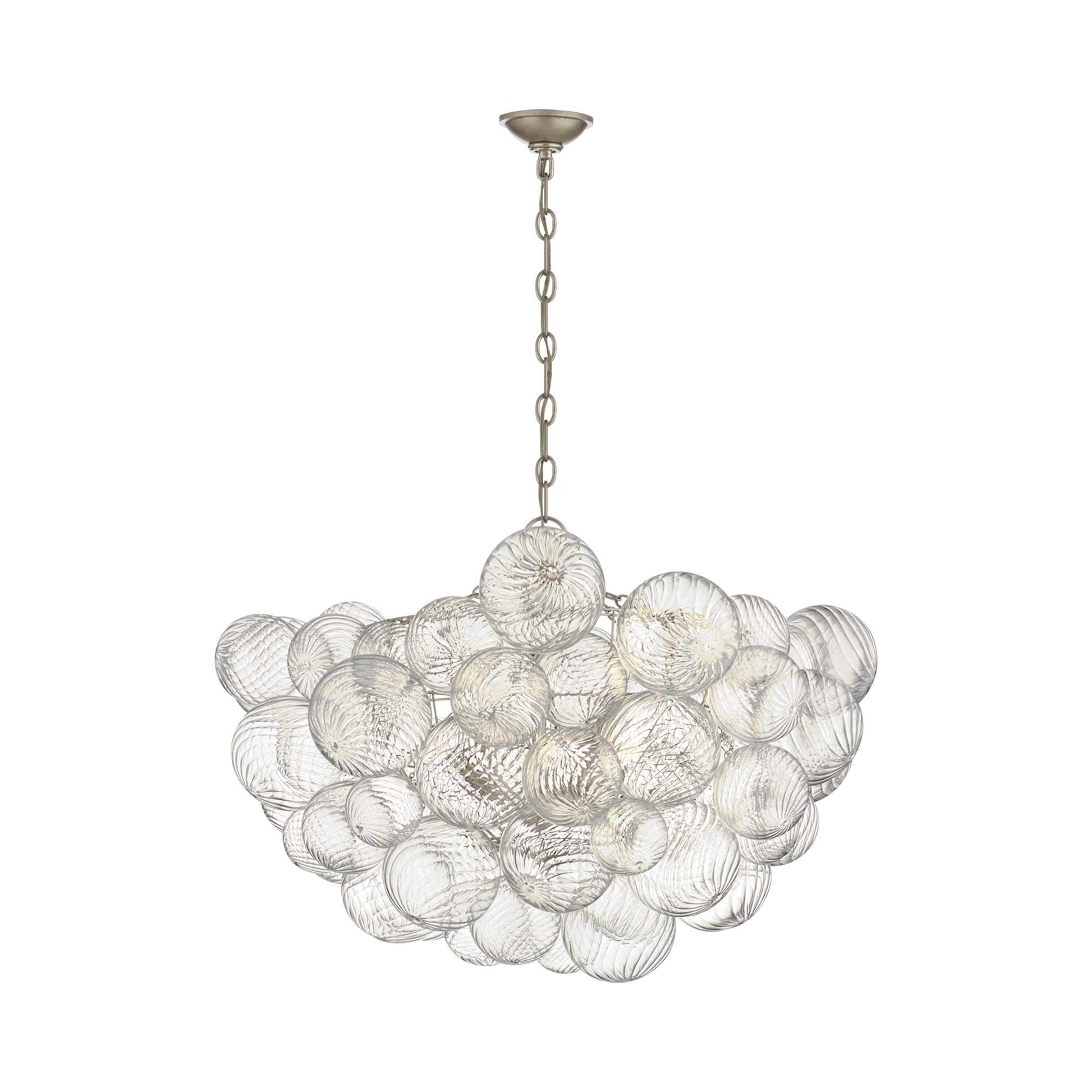 Talia Chandelier in Burnished Silver Leaf/Clear Swirled Glass (24-Inch/8-Light).