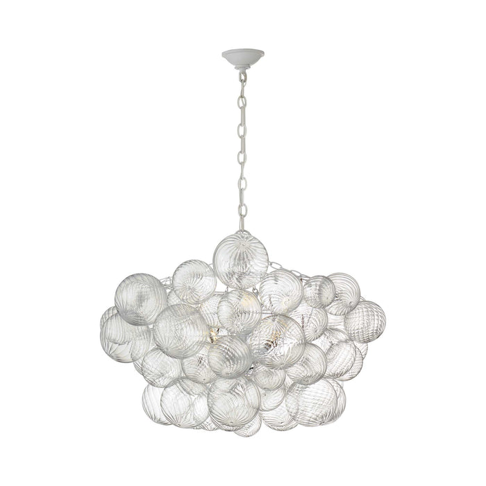 Talia Chandelier in Plaster White and Clear Swirled Glass (Large).