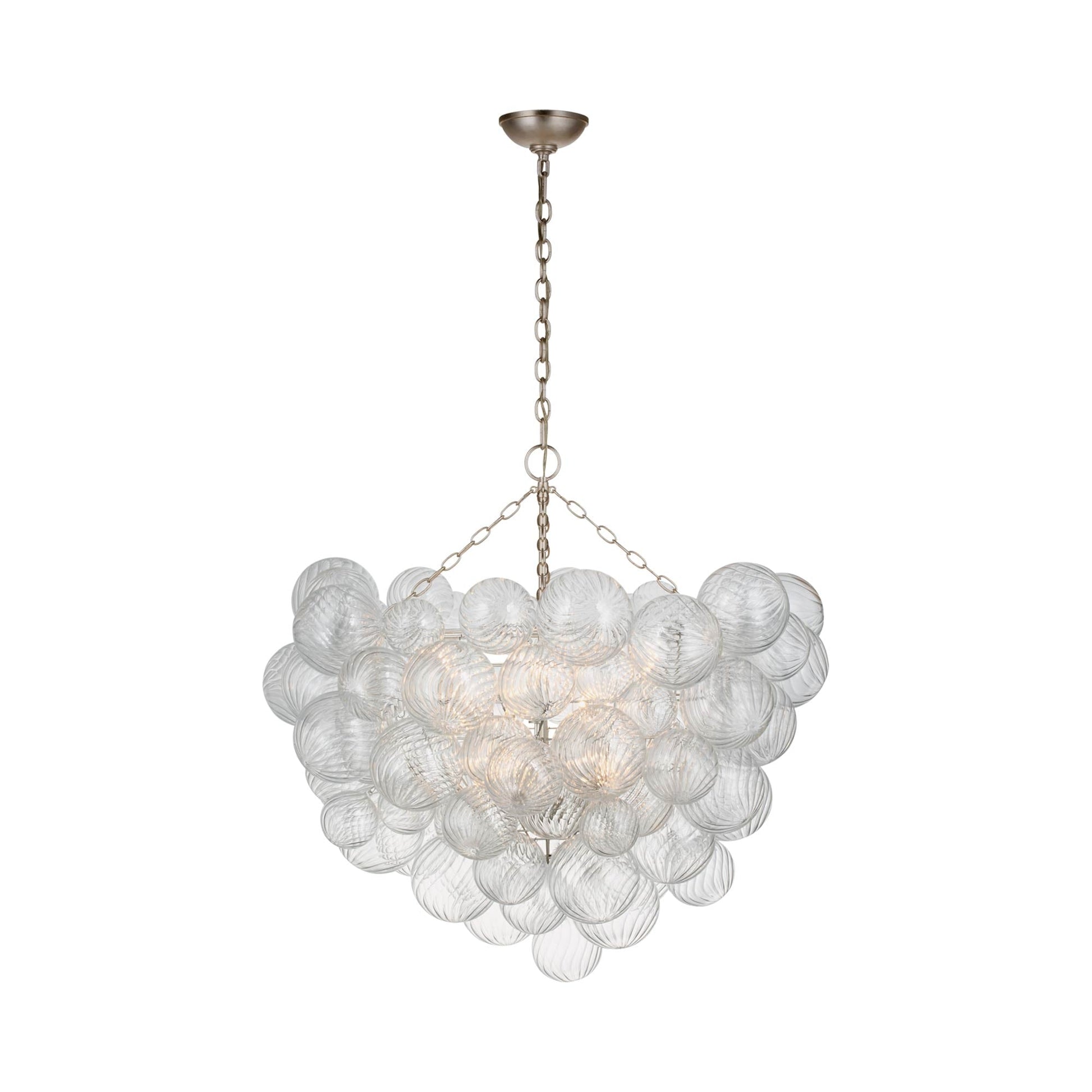 Talia Chandelier in Burnished Silver Leaf/Clear Swirled Glass (35.5-Inch/12-Light).