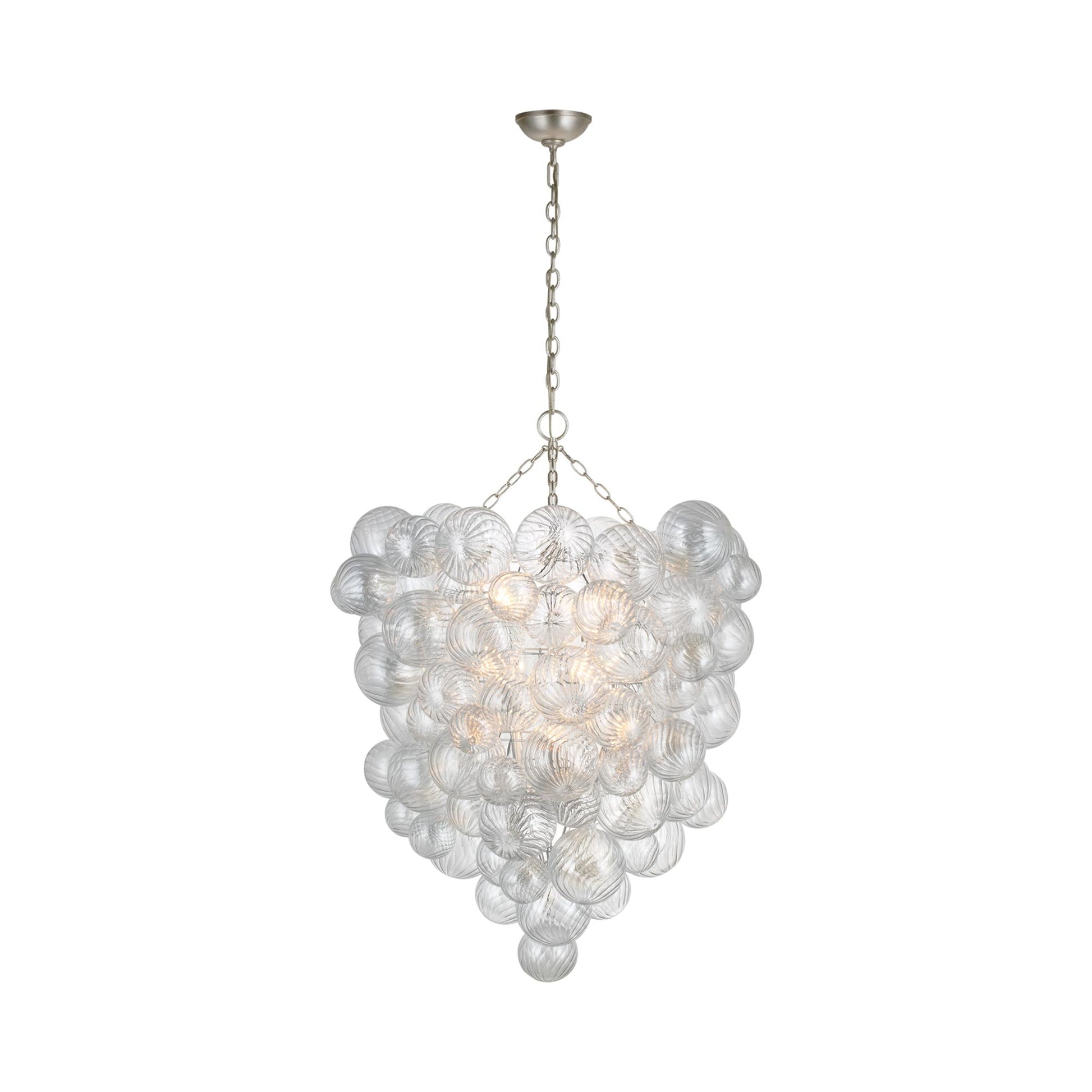 Talia Chandelier in Burnished Silver Leaf/Clear Swirled Glass (44.25-Inch/12-Light).