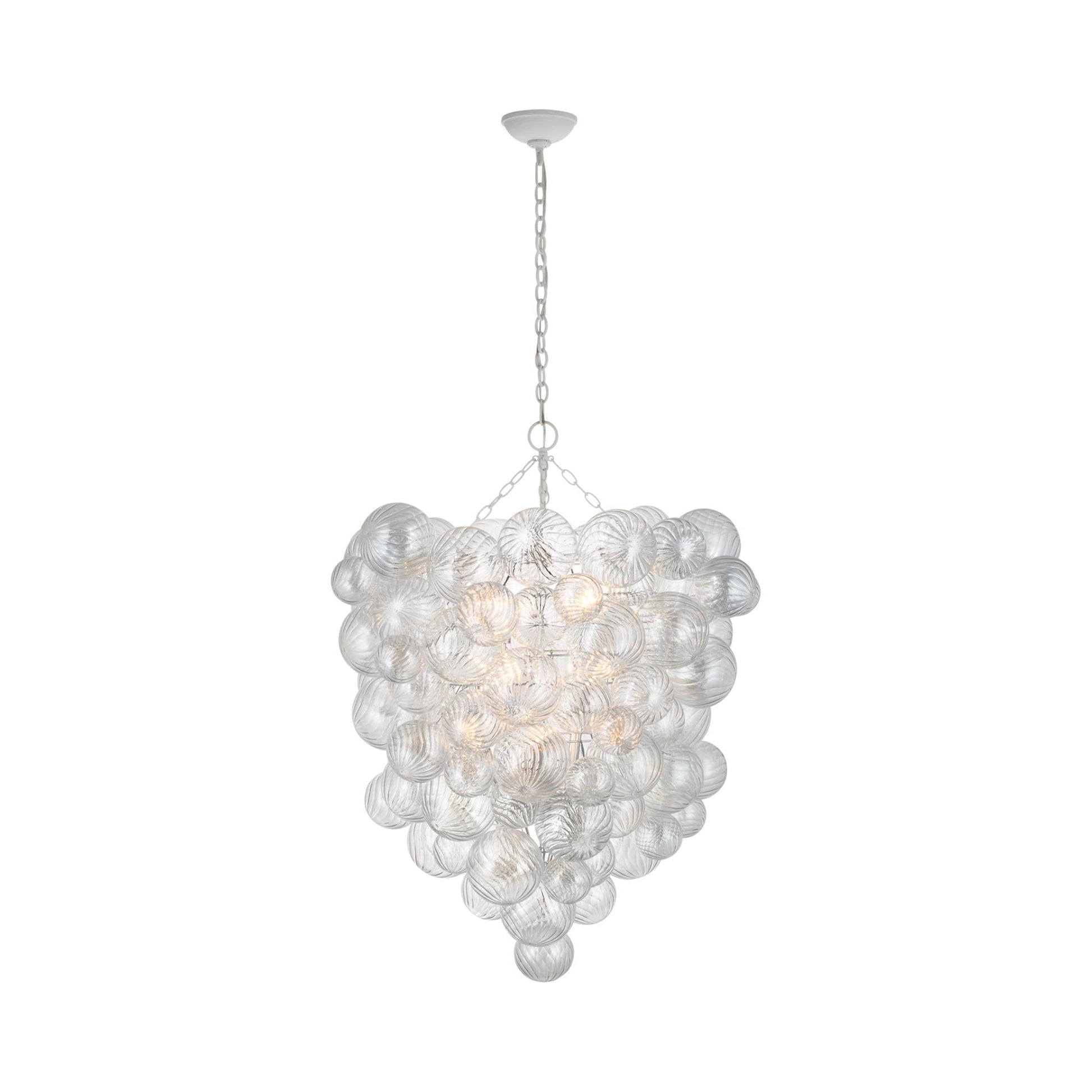 Talia Chandelier in Plaster White/Clear Swirled Glass (44.25-Inch/12-Light).