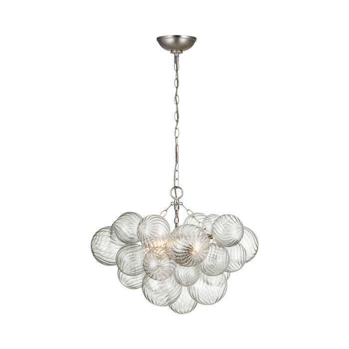 Talia Chandelier in Burnished Silver Leaf and Clear Swirled Glass (Small).
