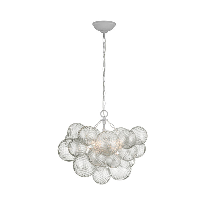 Talia Chandelier in Plaster White and Clear Swirled Glass (Small).