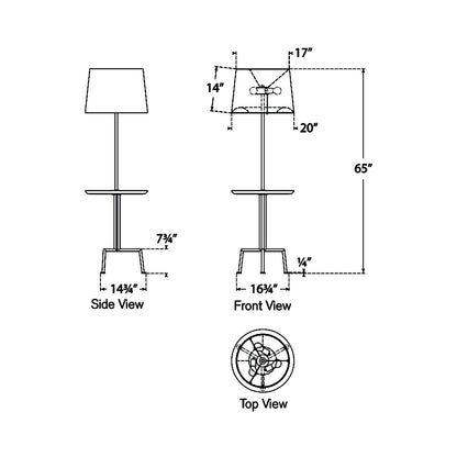 Tavlian Tray Table LED Floor Lamp - line drawing.