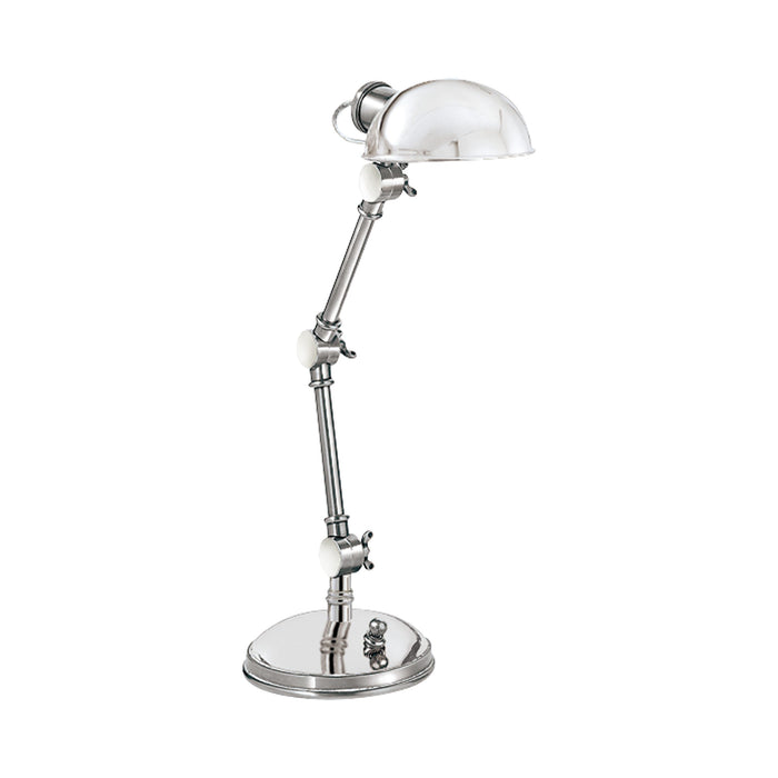 The Pixie Desk Lamp in Polished Nickel.