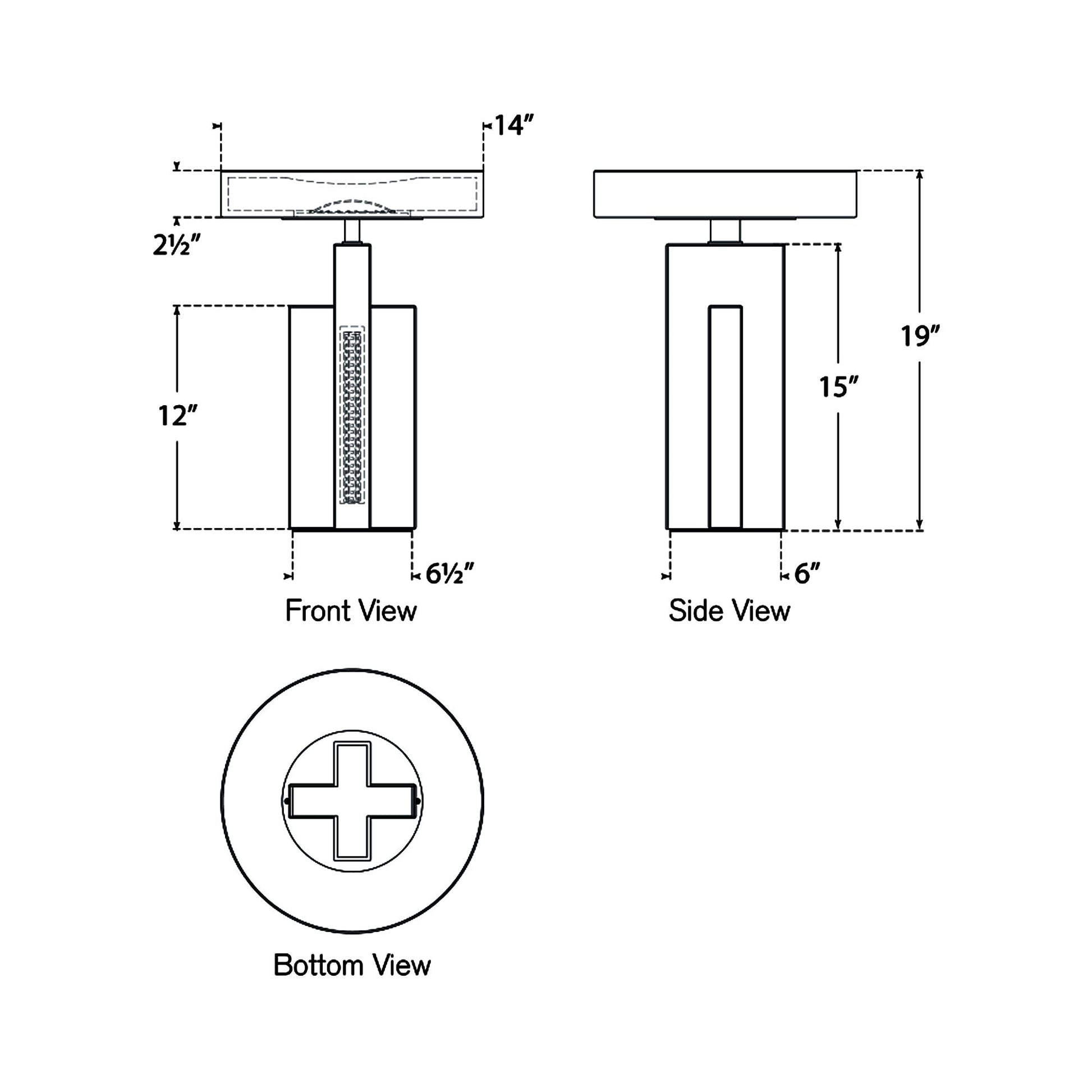 Trancas LED Table Lamp - line drawing.