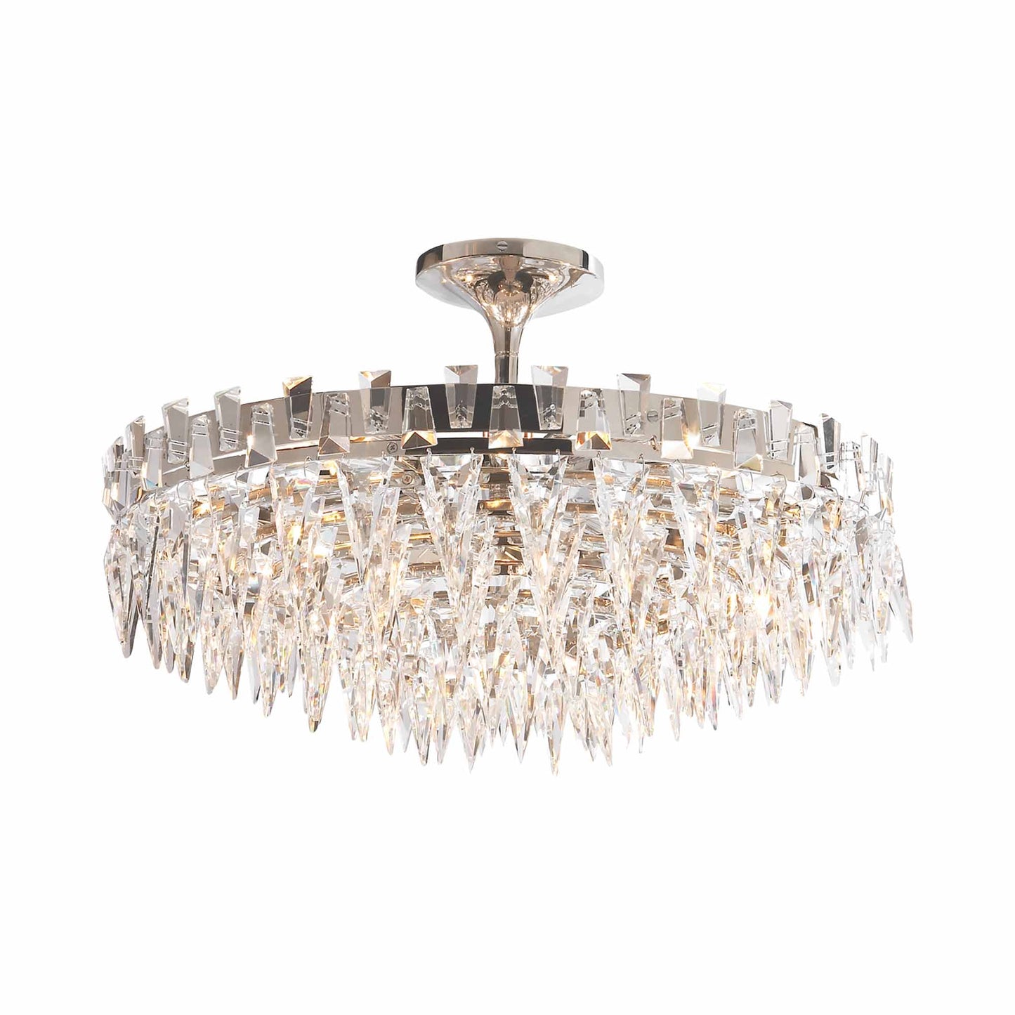 Trillion Flush Mount Ceiling Light in Polished Nickel.