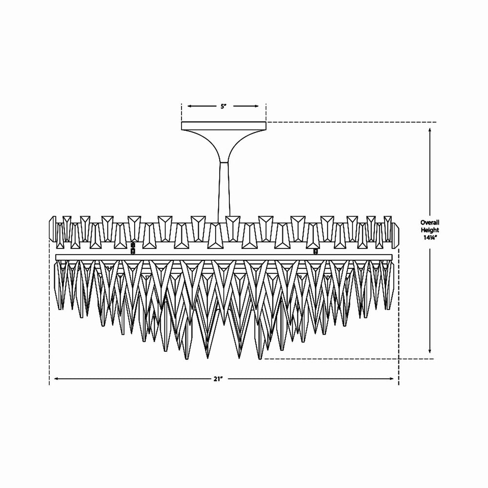 Trillion Flush Mount Ceiling Light - line drawing.