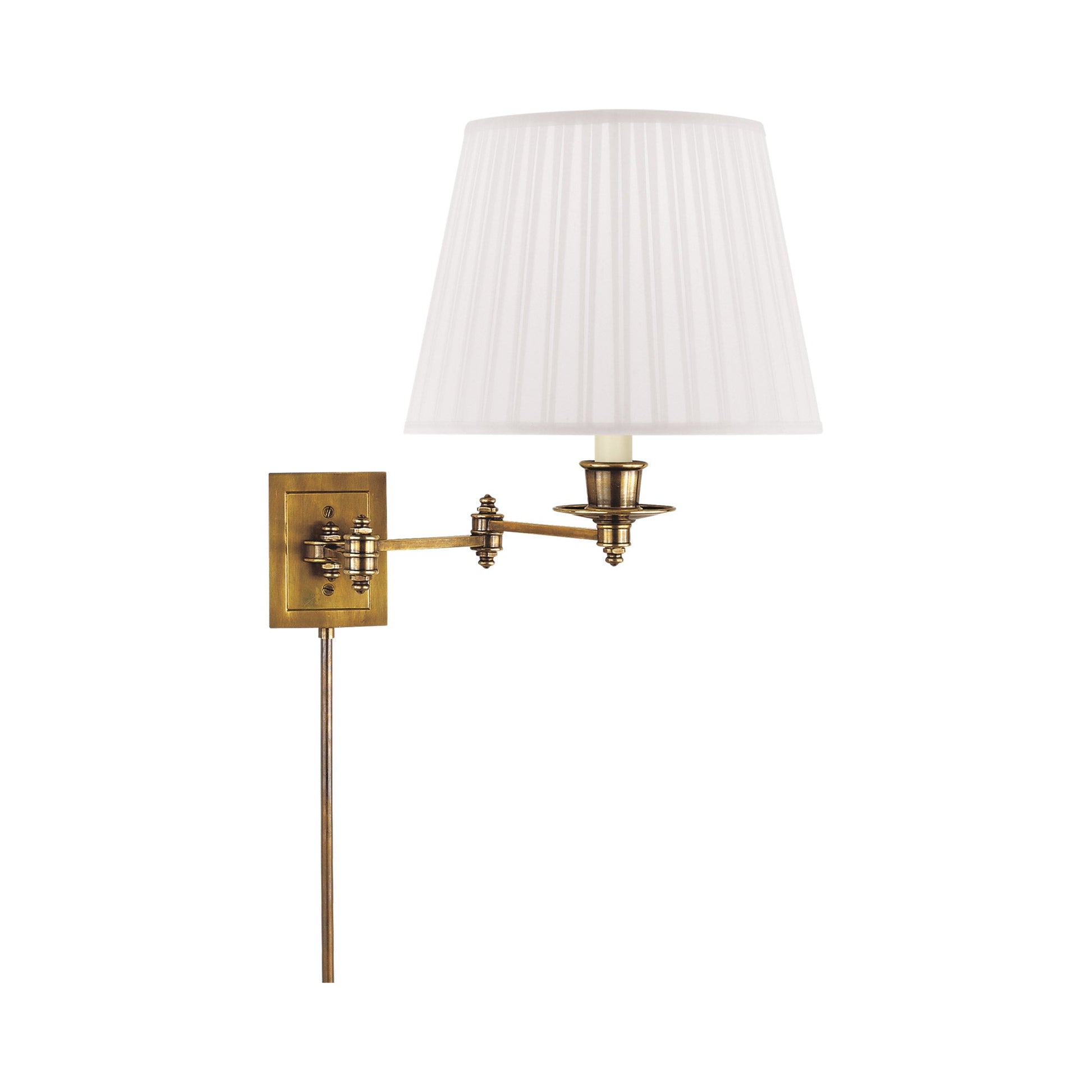 Triple Swing Arm Wall Light in Hand-Rubbed Antique Brass/Silk.
